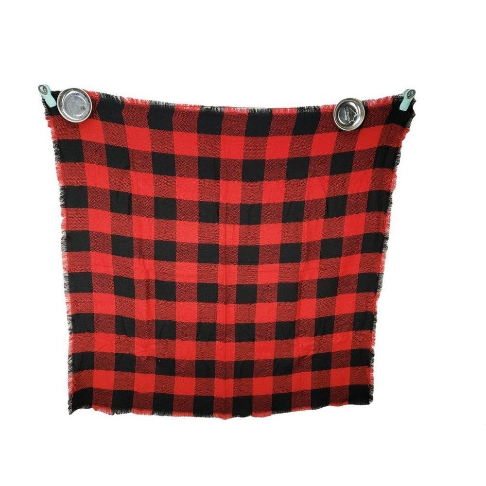 Buffalo Plaid square knit red black scarf wrap blanket lightweight‎